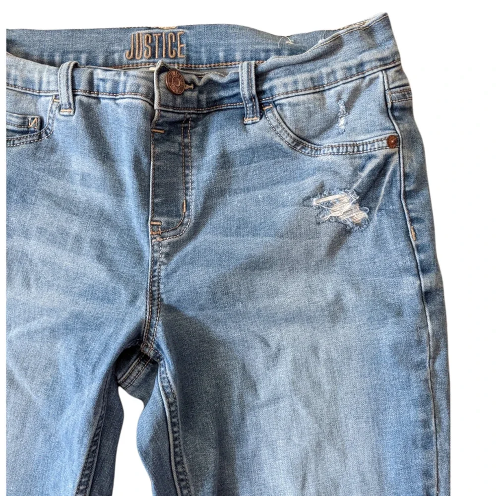 JUSTICE 14 PLUS Distressed Stretchy Mid-Rise Denim Jeggings Jeans